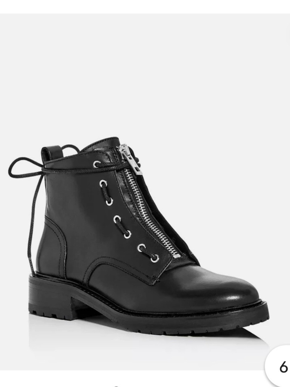 Rag & Bone Cannon Women's Black Zip-Front Leather Ankle Boots Size 38.5